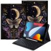DEGDFSGR for Apple iPad 10th Generation Case with Keyboard and Pencil Holder (10.9", 2022), iPad Keyboard Case Detachable Bluetooth Keyboard for iPad Case 10th Generation, Flower Butterfly Moon view 1