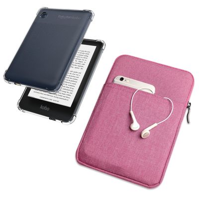 enoxboo Clear Case and Cloth Bag for 6" Kobo Clara 2E 2022 Released/Clara Colour/Clara BW 2024 Release, Ultra Slim Soft,Matte Transparent TPU Case Clear Back Cover