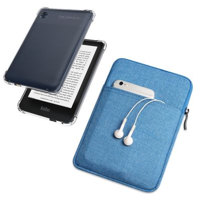enoxboo Clear Case and Cloth Bag for 6" Kobo Clara 2E 2022 Released/Clara Colour/Clara BW 2024 Release, Ultra Slim Soft,Matte Transparent TPU Case Clear Back Cover