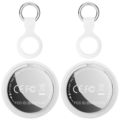 Tags-2 Pack Air Tracker, VIXOLYN Trackers Like Airtags 2 Pack, Key Finder Compatible with Apple Find My (iOS Only), Track Your Keys Luggage Backpack Suitcase, with Holders and Keychains, White
