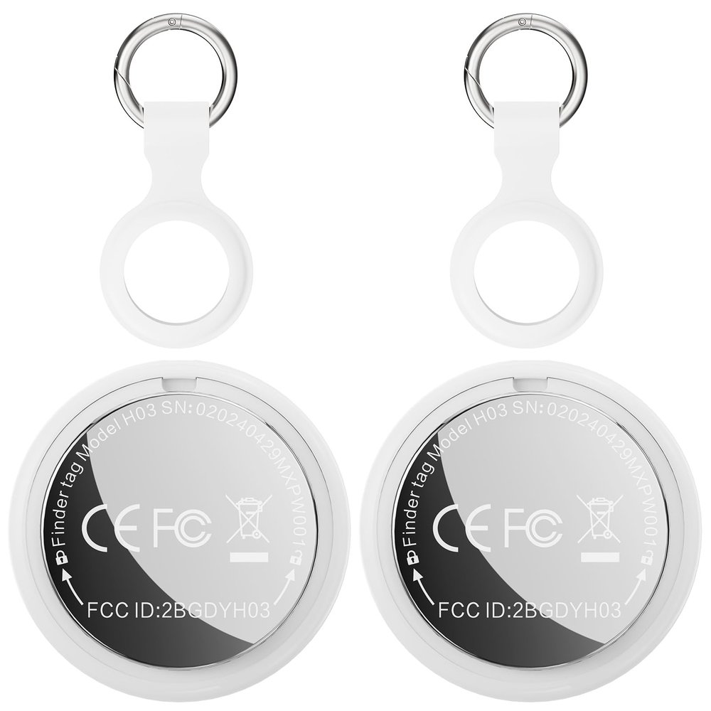 Tags-2 Pack Air Tracker, VIXOLYN Trackers Like Airtags 2 Pack, Key Finder Compatible with Apple Find My (iOS Only), Track Your Keys Luggage Backpack Suitcase, with Holders and Keychains, White
