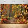 12x8ft Autumn Scenery Deciduous Backdrop Fall Woodland Mountain Road Photography Background Fall Tree Leaves View Decorations Wallpaper Photo Booth Props view 1