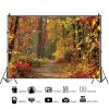 12x8ft Autumn Scenery Deciduous Backdrop Fall Woodland Mountain Road Photography Background Fall Tree Leaves View Decorations Wallpaper Photo Booth Props view 2