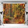 12x8ft Autumn Scenery Deciduous Backdrop Fall Woodland Mountain Road Photography Background Fall Tree Leaves View Decorations Wallpaper Photo Booth Props view 3