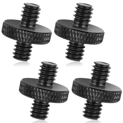 1/4" Male to 1/4" Male Tripod Screw, 4 PCS Standard Camera Cage Mount Threaded Light Stand Screw, Double Head Converter Precision Made for Shoulder Rig Stud Mounting Accessories