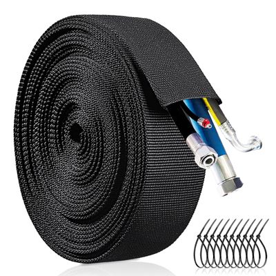 6.5 FT Nylon Hydraulic Hose Protector Sleeve Hose Sheath Wrap Cable Sleeve, Cable Cover for Welding Tig Torch Hydraulic Hose, Anchor Chain Protective Cover Winch Rope Protective Sleeve (2 Inch ID)