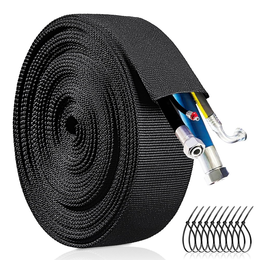 6.5 FT Nylon Hydraulic Hose Protector Sleeve Hose Sheath Wrap Cable Sleeve, Cable Cover for Welding Tig Torch Hydraulic Hose, Anchor Chain Protective Cover Winch Rope Protective Sleeve (2 Inch ID)