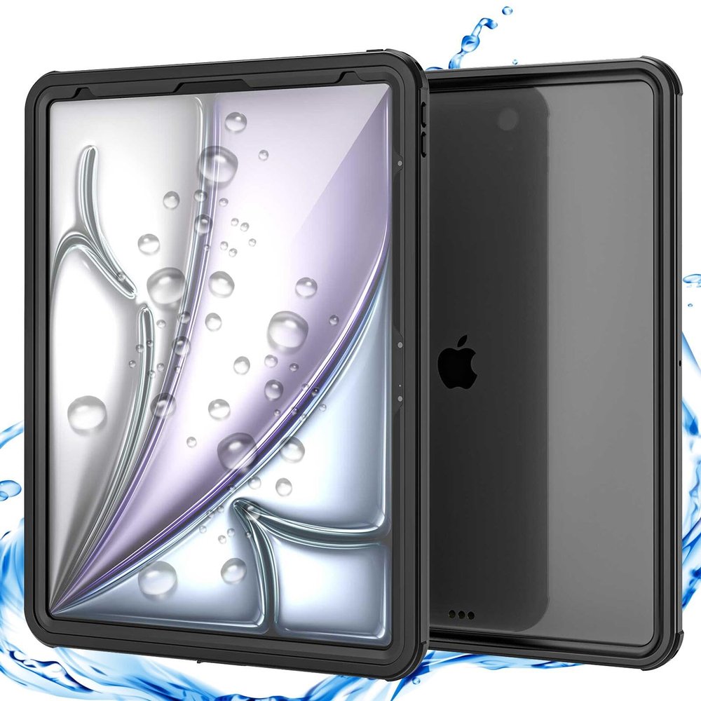 AdirMi Waterproof Case for iPad Air 13-inch (M2) 2024, Full Body Protection Built-in Screen Protector Rugged Heavy Duty Shockproof Snowproof Dustproof Cover with Lanyard