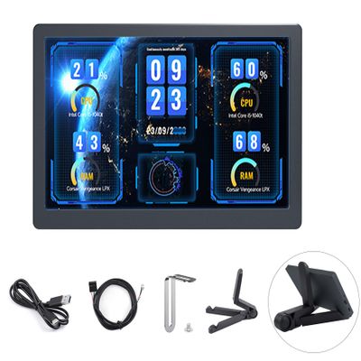 UeeKKoo 7inch IPS Side Monitor 1024600 Pixels Windows Side Monitor, PC Case Secondary Screen, High Resolution & High Brightness, Dual-Screen Display, Black Color CNC Metal Case