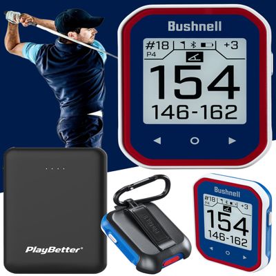 Bushnell Phantom 3 (Blue) Slope Golf GPS Handheld Bundle - Touchscreen, Auto Course & Hole Recognition, Auto-Prompt Score Entry with PlayBetter Portable Charger, Belt Clip & Carabiner