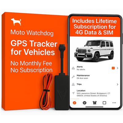 Wired GPS Tracker for Vehicles, No Monthly Fee, No Subscription with Real-Time Location, Easy Install, Speeding Monitoring, Route History, Geofence, for Fleets & Families, USA, Moto Watchdog