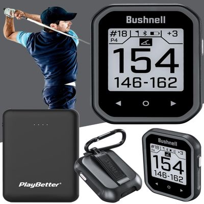 Bushnell Phantom 3 (Black) Slope Golf GPS Handheld Bundle - Touchscreen, Auto Course & Hole Recognition, Auto-Prompt Score Entry with PlayBetter Portable Charger, Belt Clip & Carabiner