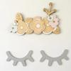 1 Pair Nordic Style Cute Wooden 3D Eyelash Wall Sticker Decor Children Kids Baby Room Background Wall Sticker Home Decoration WHITE view 3