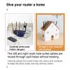 Desktop Wooden WiFi Router Storage Box Cable Management Box Creative House Shape Modem Cable Router Cover Organized Power Strip Cable Management Hider Rack Need Assembly(White Bakery) view 3