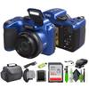 Minolta MN26Z 20 Mega Pixels 26x Optical Zoom Digital Camera with 1080p FHD Video Bundle with 32 GB Memory Card + Vlogging Tripod + Cleaning kit + More Accessories - Blue view 1