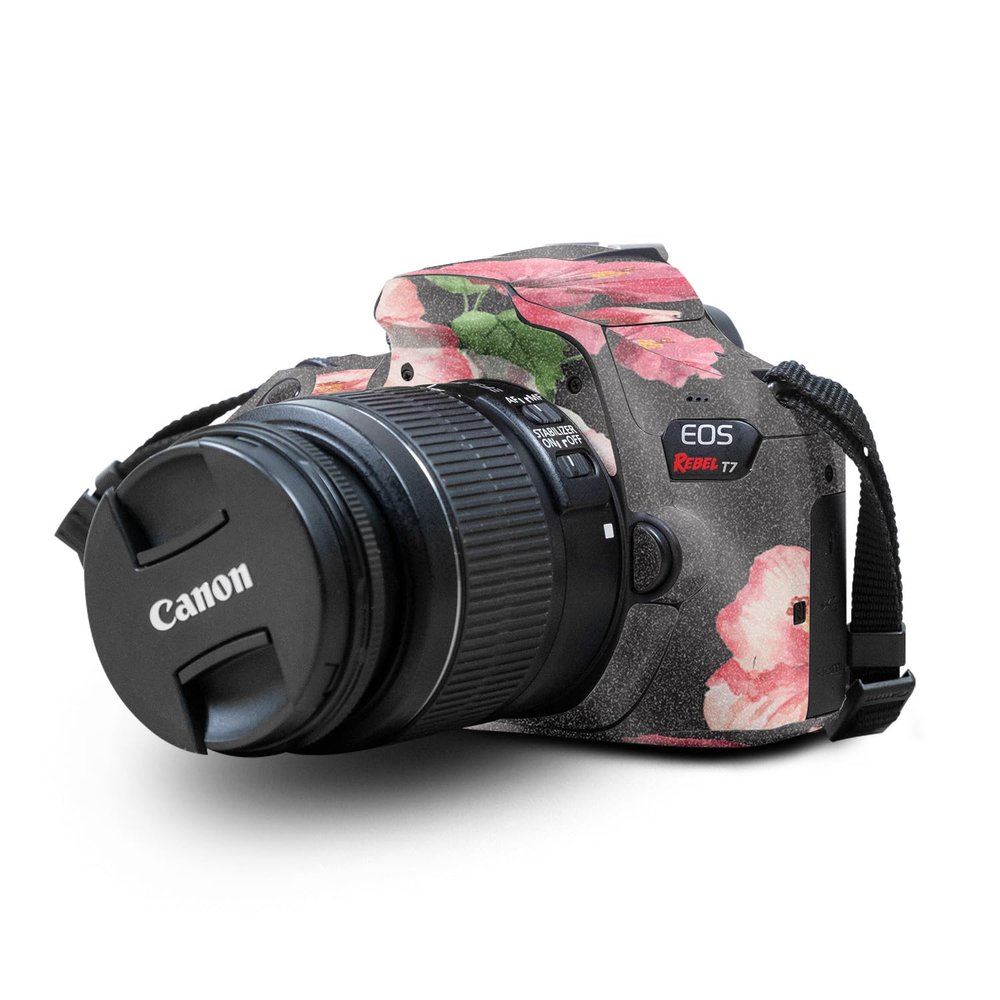Glossy Glitter Skin Compatible with Canon EOS Rebel T7 Camera - Hibiscus - Premium 3M Vinyl Protective Wrap Decal Cover - Easy to Apply | Crafted in The USA by MightySkins