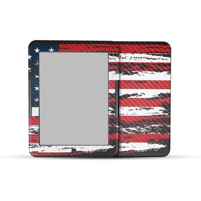 Carbon Fiber E-Reader Skin Compatible with Barnes & Noble Nook GlowLight 4e (2022) - Tattered Flag - Premium 3M Vinyl Protective Wrap Decal Cover - Easy to Apply | Crafted in The USA by MightySkins
