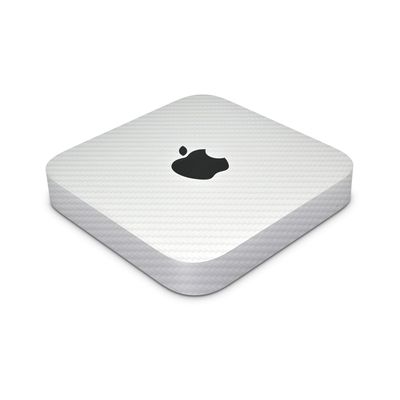 Carbon Fiber Skin Compatible with Apple Mac Mini M2 Pro (2023) - Solid White - Premium 3M Vinyl Protective Wrap Decal Cover - Easy to Apply | Crafted in The USA by MightySkins