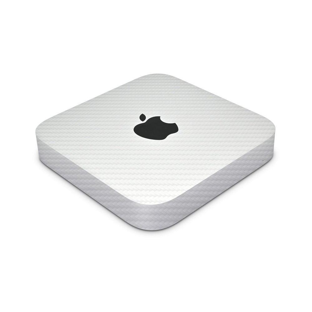 Carbon Fiber Skin Compatible with Apple Mac Mini M2 Pro (2023) - Solid White - Premium 3M Vinyl Protective Wrap Decal Cover - Easy to Apply | Crafted in The USA by MightySkins