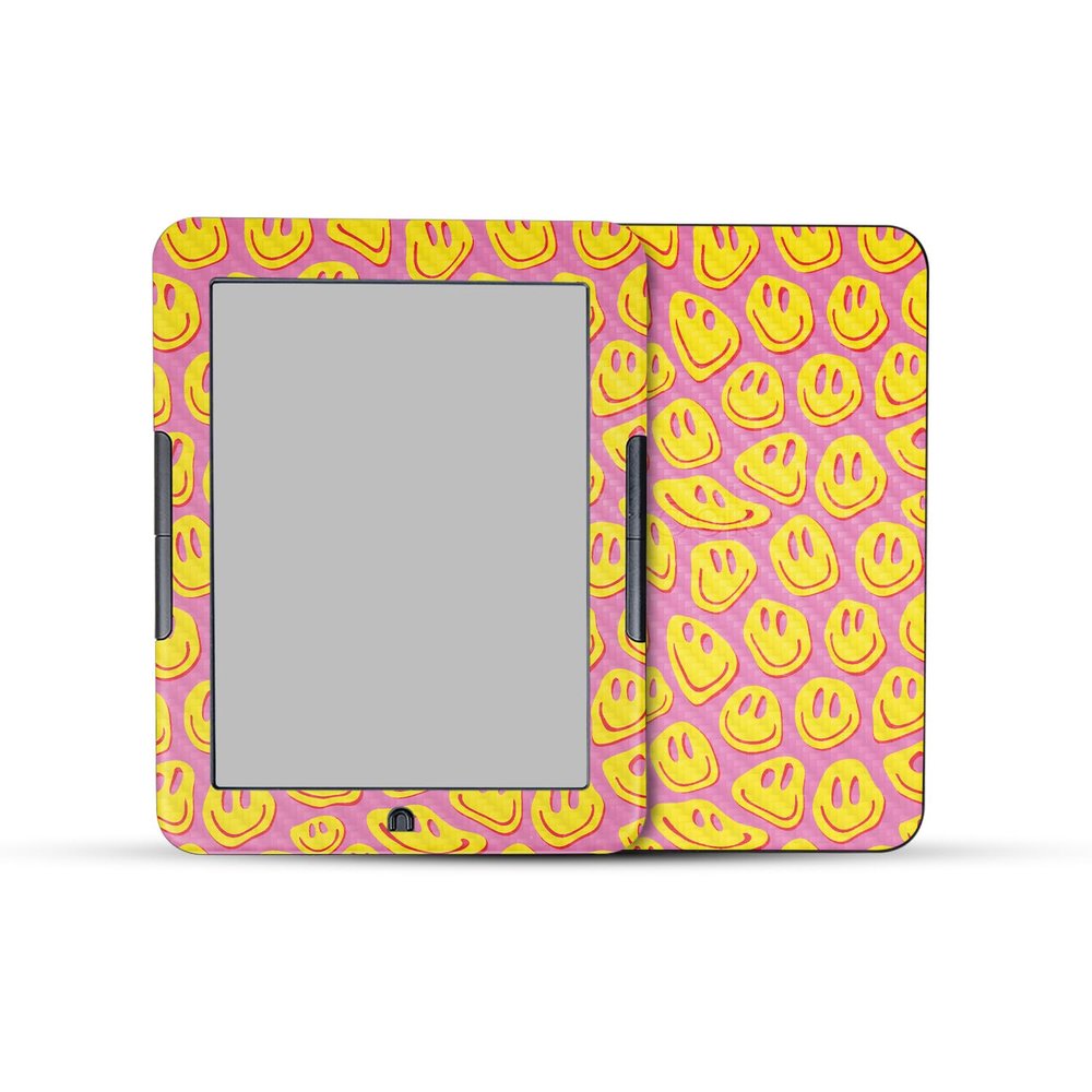 Carbon Fiber E-Reader Skin Compatible with Barnes & Noble Nook GlowLight 4e (2022) - Melted Faces - Premium 3M Vinyl Protective Wrap Decal Cover - Easy to Apply | Crafted in The USA by MightySkins