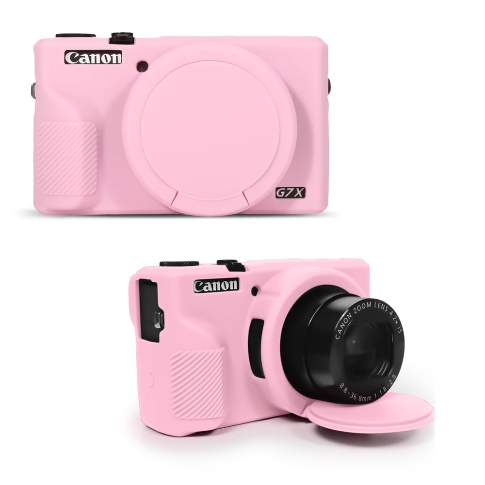 TYUANDOUER G7X III Case for Canon Powershot G7X Mark III Digital Camera, Soft Silicone G7X III Camera Case Accessories, Protective Case Cover for G7XIII G7X3 with Detachable Lens Cover - Pink