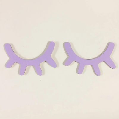 1 Pair Nordic Style Cute Wooden 3D Eyelash Wall Sticker Decor Children Kids Baby Room Background Wall Sticker Home Decoration PURPLE