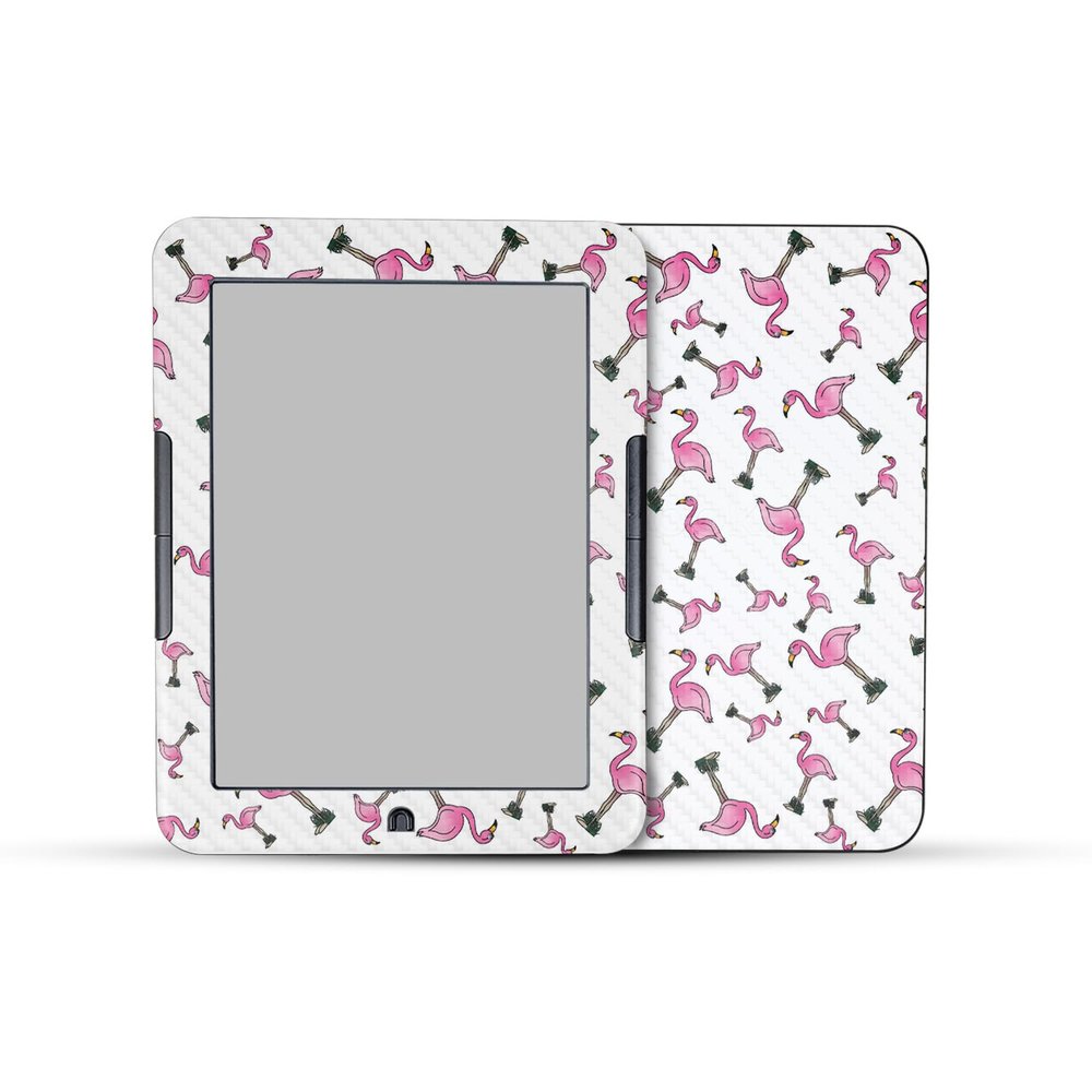 Carbon Fiber E-Reader Skin Compatible with Barnes & Noble Nook GlowLight 4e (2022) - Cool Flamingo - Premium 3M Vinyl Protective Wrap Decal Cover - Easy to Apply | Crafted in The USA by MightySkins