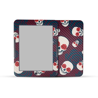 Carbon Fiber E-Reader Skin Compatible with Barnes & Noble Nook GlowLight 4e (2022) - Skulls N Roses - Premium 3M Vinyl Protective Wrap Decal Cover - Easy to Apply | Crafted in The USA by MightySkins