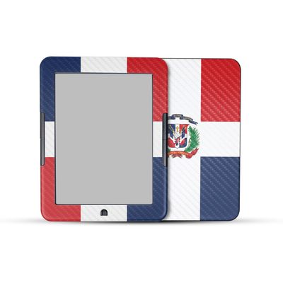 Carbon Fiber E-Reader Skin Compatible with Barnes & Noble Nook GlowLight 4e (2022) - Dominican Flag - Premium 3M Vinyl Protective Wrap Decal Cover - Easy to Apply | Crafted in The USA by MightySkins