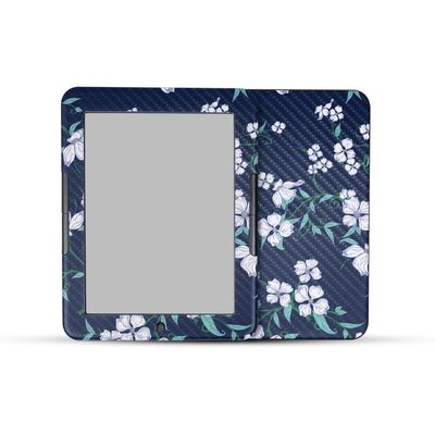 Carbon Fiber E-Reader Skin Compatible with Barnes & Noble Nook GlowLight 4e (2022) - White Freesia - Premium 3M Vinyl Protective Wrap Decal Cover - Easy to Apply | Crafted in The USA by MightySkins