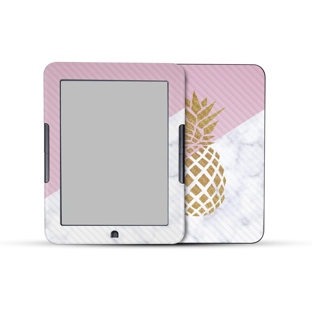 Carbon Fiber E-Reader Skin Compatible With Barnes & Noble Nook GlowLight 4e (2022) - Pretty Pineapple - Premium 3M Vinyl Protective Wrap Decal Cover - Easy To Apply | Crafted in the USA by MightySkins