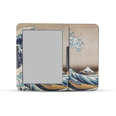 Carbon Fiber Tablet Skin Compatible with Barnes & Noble Nook GlowLight 4e (2022) - Great Wave of Kanagawa - 3M Vinyl Protective Wrap Decal Cover - Easy to Apply | Crafted in The USA by MightySkins