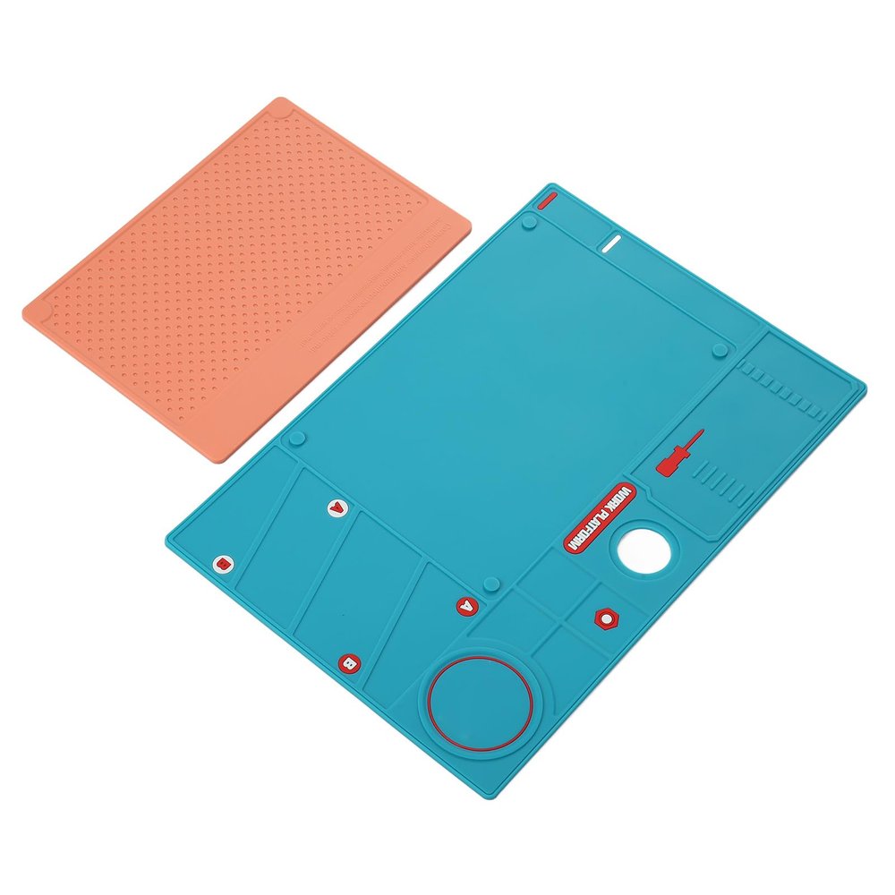 Heat Soldering Repair Mat Set, 380 X 255mm/15 X 10in Silicone Soldering Work Mat, 2Pcs Electronic Repair Work Mat for Repairing Microscope Mobile Phone