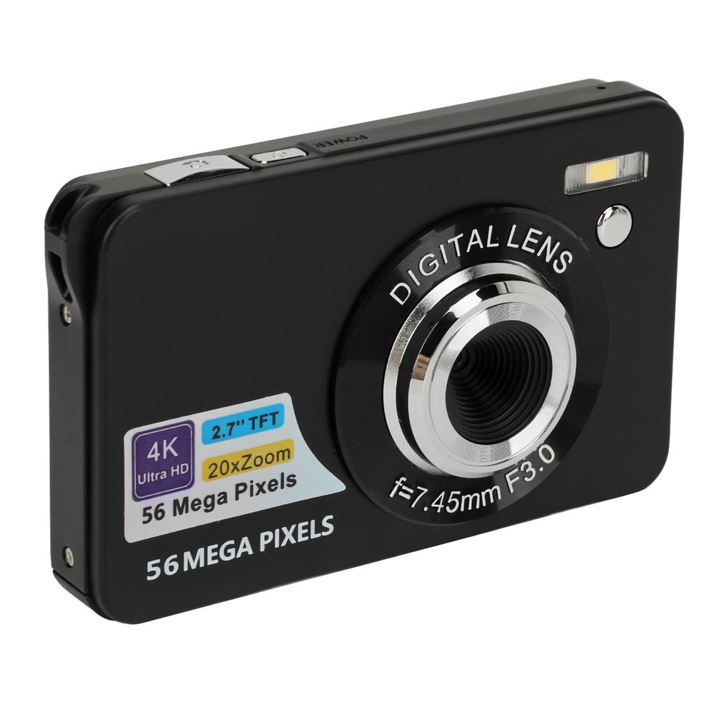 Sanpyl Digital Camera, 4K UHD Vlogging Camera, 56MP Autofocus Compact Camera with 20X Digital Zoom, Rechargeable Point and Shoot Camera for Teens Adult Beginner