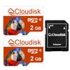 Cloudisk Pack of 2 Parrot-Prime Micro SD Card 2GB Flash Memory Card C6 with SD Adapter (2GB) view 1