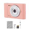 Andoer Rechargeable Digital Camera Compact Camera with TF Card 32 GB Digital Zoom 8 x 2.4 Inch Screen Compact Digital Camera for Children Adults Students, Pink view 2