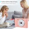 Andoer Rechargeable Digital Camera Compact Camera with TF Card 32 GB Digital Zoom 8 x 2.4 Inch Screen Compact Digital Camera for Children Adults Students, Pink view 3