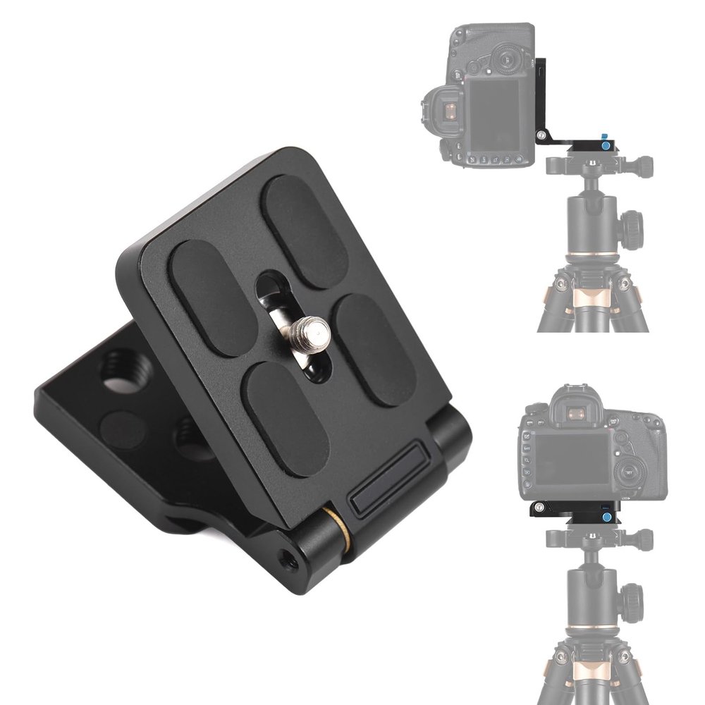 Andoer L Shape Foldable Quick Release Plate for Camera Horizontal Vertical Switching Aluminum Alloy Screw Replacement 1/4 for DSLR Camera Canon Nikon, Small