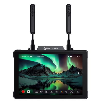 Hollyland Pyro 7 Wireless Video Transmitter & Receiver & 7 inch Camera Field Monitor HDMI & SDI 1300ft Range, 60ms Latency Auto Dual-Band Hopping with Waveform, LUTs, Recording, Vector Scope,Solo kit