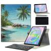 BFSEROBJ for iPad Pro 12.9 Case 6th/5th/4th Generation 12.9 inch with 360 Rotating Degree Stand PU Leather Protective Cover with Detachable Wireless Keyboard & Pen Holder - Tropical Palm Sea Beach view 1