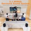 Bobtot Home Theater Sound System 5.1 Surround Sound Systems - 1400 Watts Peak Power 12" Subwoofer Strong Bass 5.1 Wired Home Audio Stereo Sound with Bluetooth ARC Optical Input for TV view 4