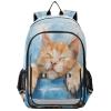 ALAZA Orange Kitten in Blue Bathtub School Backpacks Travel Laptop Bag Kids Bookbag for Girls Boys Teens Women Men view 1