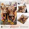 AIRWEE Case for Samsung Galaxy Tab A9+/ A9 Plus 11'', Adjustable Stand, PU Leather Cover with Auto Sleep/Wake, Two Highland Cows view 3