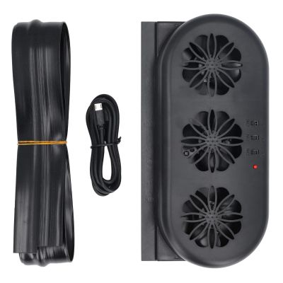 CHEOTIME Car Exhaust Fan, USB Powered 3 Fans Car Front/Rear Window Air Vent Exhaust Fan Car Radiator Vent with Ventilation Black Cooler Ventilation System