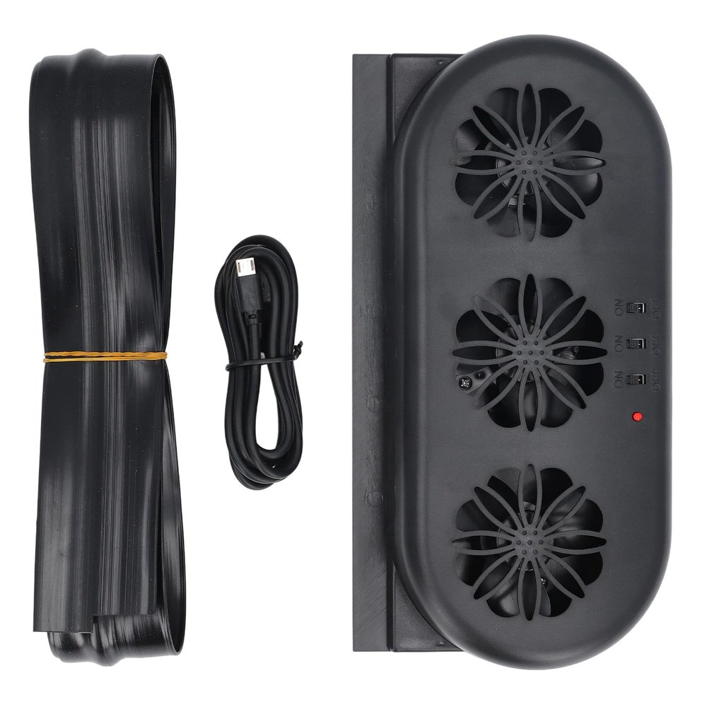 CHEOTIME Car Exhaust Fan, USB Powered 3 Fans Car Front/Rear Window Air Vent Exhaust Fan Car Radiator Vent with Ventilation Black Cooler Ventilation System