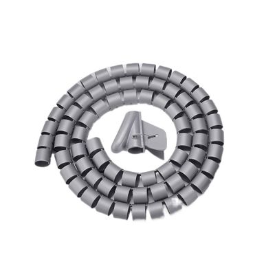 ELLANA spiral protector 2 Meter Spiral Wrap Cover Tube Diameter 10mm to 28mm Cable Organizer Wire Protection Pipe Winding Line Protector wraps cable(22mm Inside Diameter), Grey