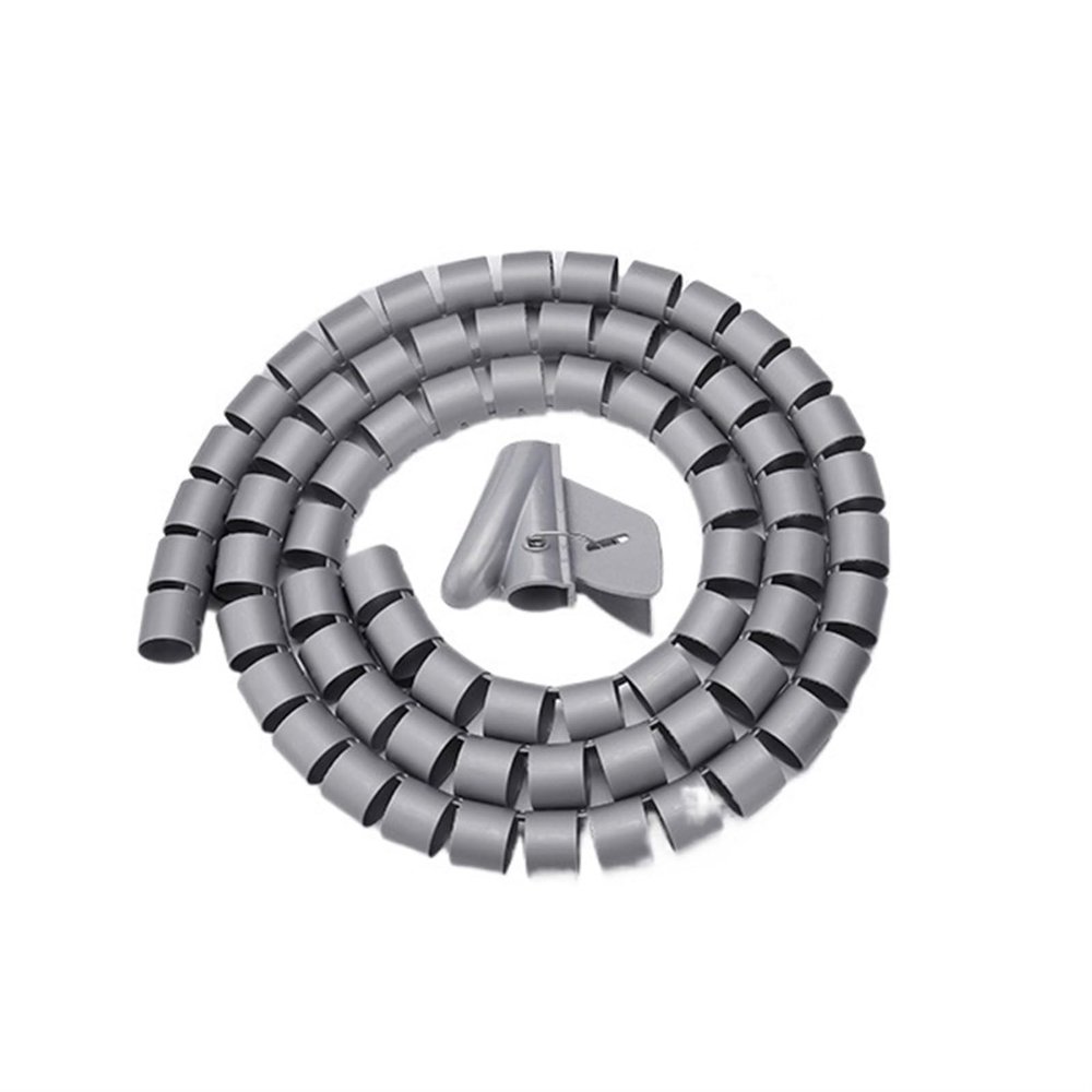 ELLANA spiral protector 2 Meter Spiral Wrap Cover Tube Diameter 10mm to 28mm Cable Organizer Wire Protection Pipe Winding Line Protector wraps cable(22mm Inside Diameter), Grey