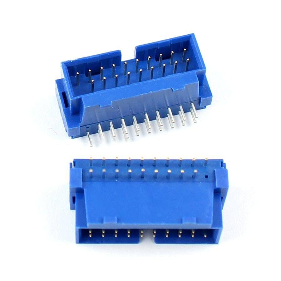 DirectNine Basics 2Pcs USB 3.0 IDC 19 Pin Male Right Angle IDC Box Header PCB Connector Adapter