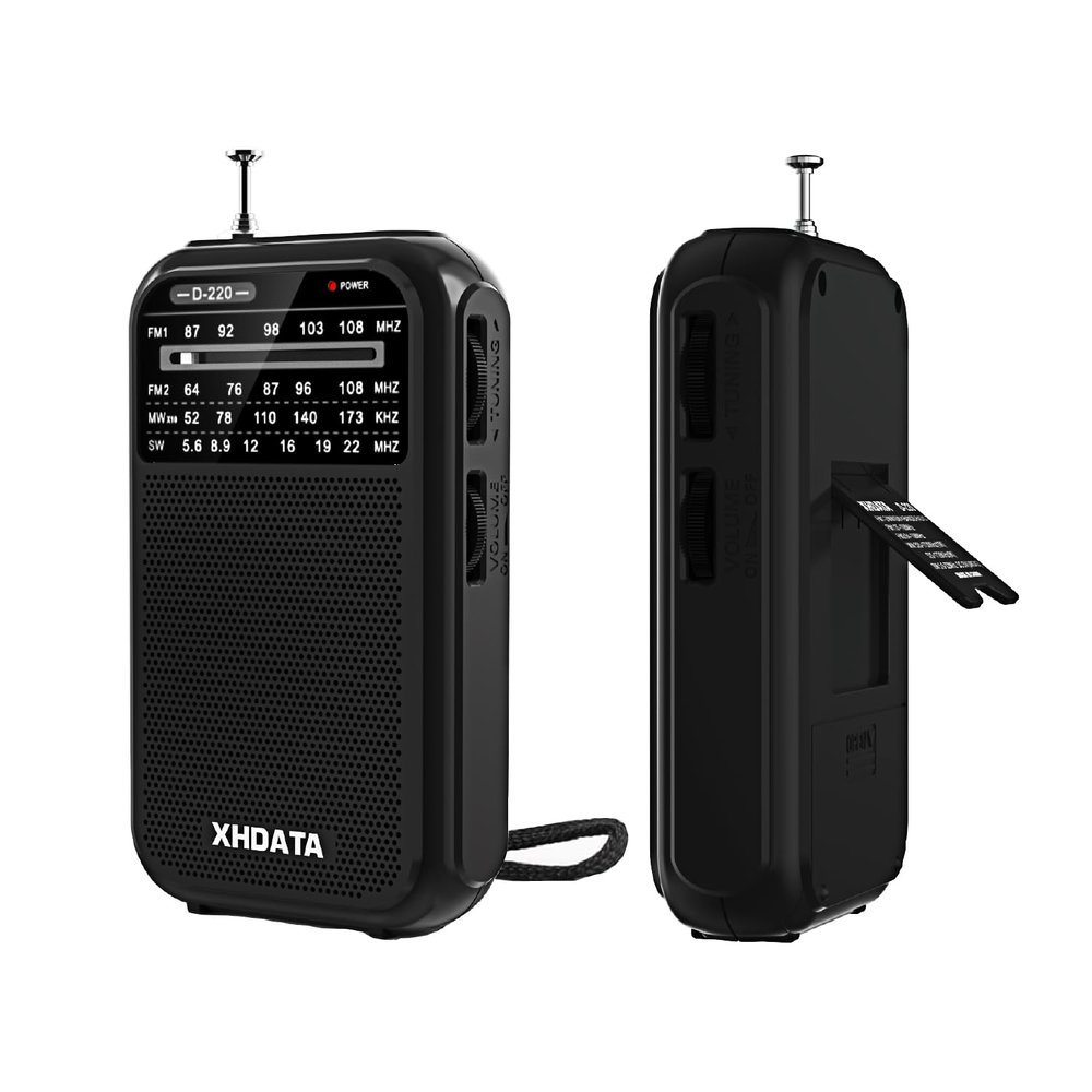 XHDATA D220 Portable Radio AM FM SW Shortwave Receiver Pocket Radio, Black