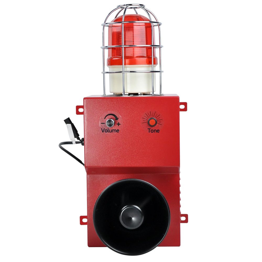 Y DIANS S 80W Industrial Siren Alarm Strobe Outside 130dB Loud Horn Siren Emergency Security Indoor Alarm Speaker Siren Flashing Light for Home Factory Warehouse DC12V